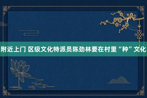 附近上门 区级文化特派员陈劲林要在村里“种”文化