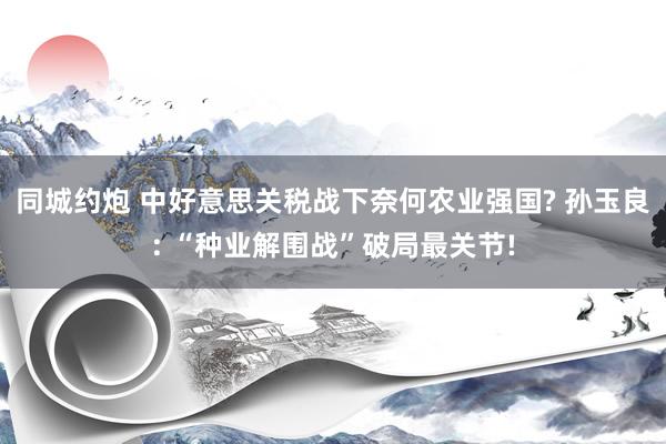 同城约炮 中好意思关税战下奈何农业强国? 孙玉良: “种业解围战”破局最关节!